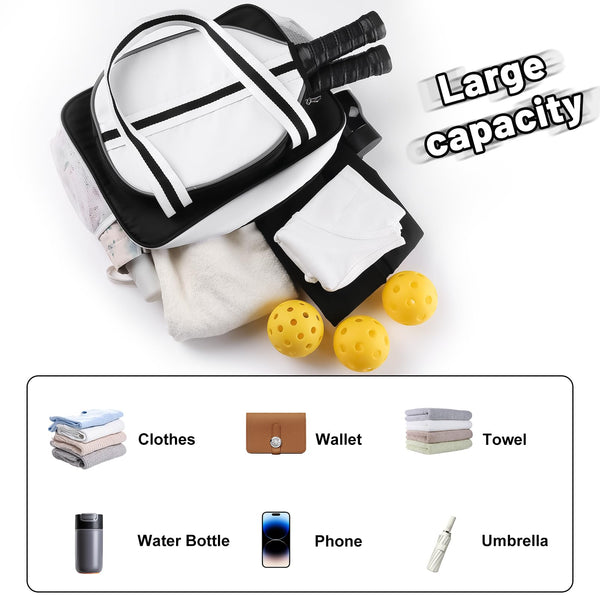 SPOENGRU Pickleball Bag Pickleball Tote Bag Pickleball Bag for Women Men Women’s Hand Gym Bag Water Bottle Holder With Pickleball Racquet Paddle Holder