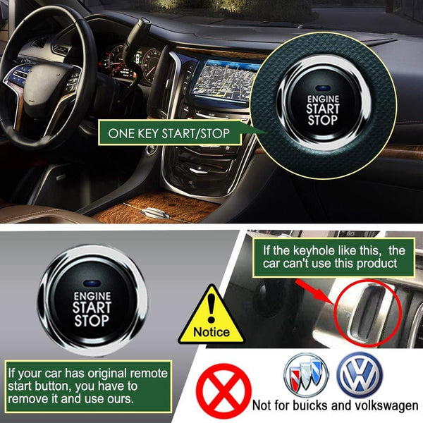 Car Remote Start PKE Passive Keyless Entry One Key Engine Start for Car with Shock Sensor Car Alarm System Remote Key or Phone Control