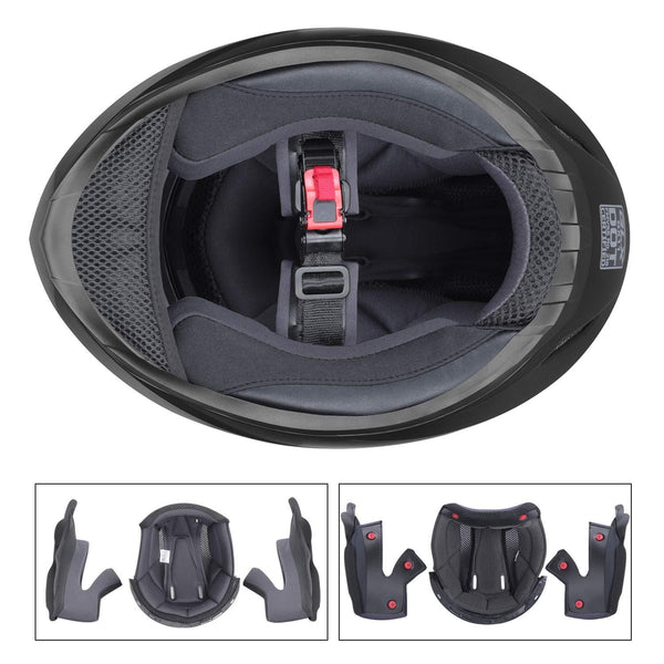 GLX Unisex-Adult GX11 Compact Lightweight Full Face Motorcycle Street Bike Helmet with Extra Tinted Visor DOT Approved (Matte Black, Medium)