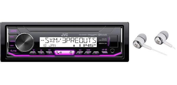 JVC KD-X35MBS Single DIN SiriusXM Bluetooth MP3 USB Pandora , iHeartRadio , Spotify , Android/iPod/iPhone Music Playback , in-Dash Digital Media Marine Stereo Receiver with Alphasonik Earbuds