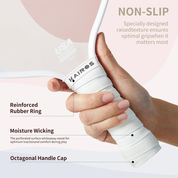 KAIROS Pickleball Paddles, USAPA Approved Pickle Ball Set with 2 Rackets 4 Pickle Balls, Non-Slip Grip Fiberglass Surface Pickleball for Beginners (Dusty Rose)