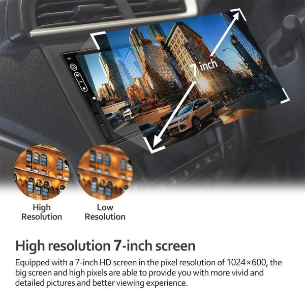 Double Din Android Car Stereo - Corehan Car Multimedia Radio with WiFi Bluetooth GPS Navigator Mirror Link 7 Inch Touch Screen