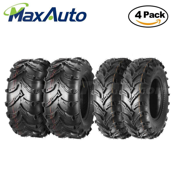 MaxAuto Full Set of 4 ATV/UTV Tires 25x8-12 25x8x12 Front & 25x10-12 25x10x12 Rear 6PR Mud