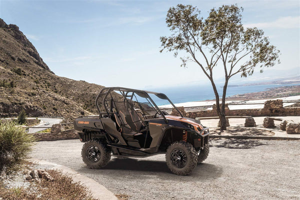 RockTrix RT103 14in ATV Wheels Rims 14x7 Matte Black | 4x137 | 5+2 Offset | includes 10x1.25 Spline Lug nuts | for Kawasaki Teryx Mule Can-Am Maverick Commander Renegade Outlander 4/137 - Set of 4