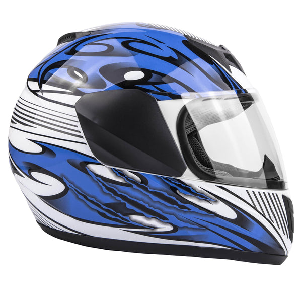 Typhoon Youth Full Face Motorcycle Helmet Kids DOT Street - Ships Same Day - Blue (Small)
