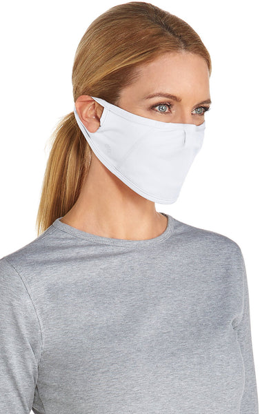 Coolibar UPF 50+ Men's Women's Blackburn UV Mask - Sun Protective (Small/Medium- White)