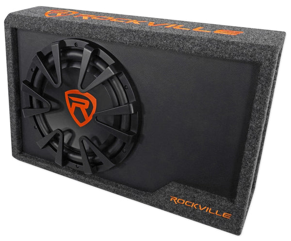 Rockville Rws12ca Slim 1200 Watt 12" Amplified Powered Car Subwoofer Enclosure