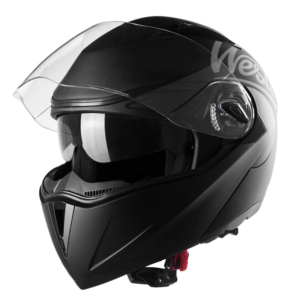 Westt Torque Motorcycle Helmet - Modular Flip Up Helmet for Motorcycle Scooter Moped DOT Certified (Matte Black)