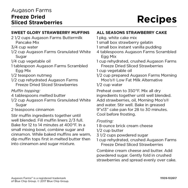 Augason Farms Freeze Dried Sliced Strawberries 6.4 oz No. 10 Can