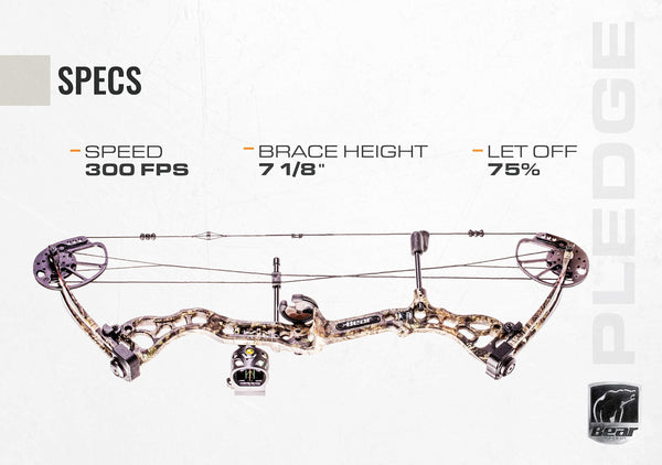 Bear Archery Pledge Compound Bow Includes Trophy Ridge Mist 3-Pin Sight, Whisker Biscuit, Peep Sight, and D-Loop