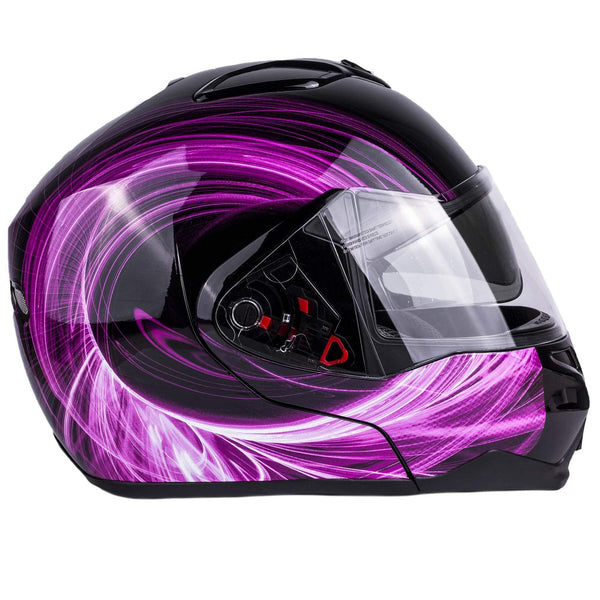 Typhoon G339 Women's Modular Full Face Motorcycle Helmet Flip-Up Dual Visor DOT (Pink Large)