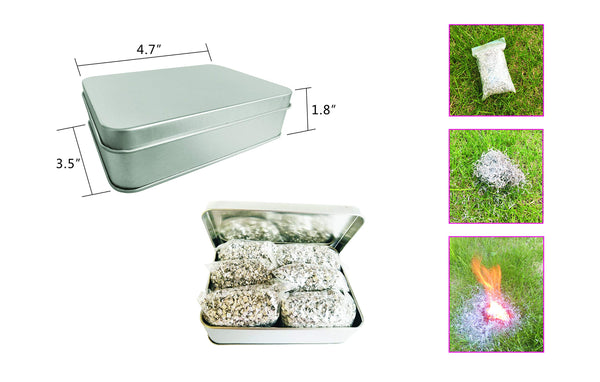 Jets Emergency Fire Starter Magnesium 6 Bags100% Pure+ 1 Free Tin Box Camping Hiking Bushcraft