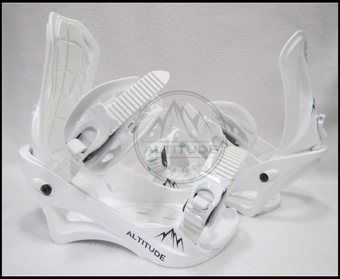 ALTITUDE" Snowboard BINDINGS (White) S/M (Men 5-8 Women 6-9) Compatible with 4X4, Burton 3D, Burton EST