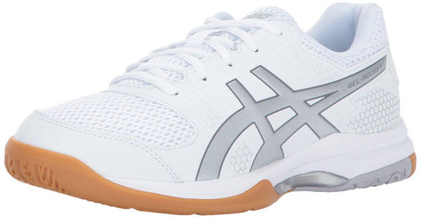 ASICS Womens Gel-Rocket 8 Volleyball Shoe, Silver/White, 9.5 Medium US [product _type] ASICS - Ultra Pickleball - The Pickleball Paddle MegaStore