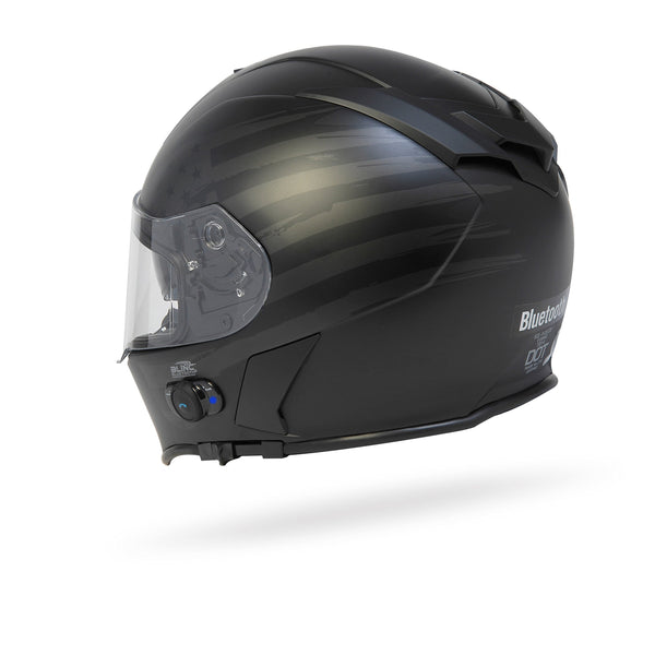 Torc T14B Bluetooth Integrated Mako Full Face Helmet with Flag Graphic (Flat Black, Large)