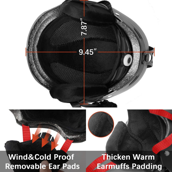 Wantdo Ski Helmet, CPSC Certified Safety Snow Helmet for Men, Women and Youth - Goggles Compatible, Venting Control, Velvet Lining Ear Pads Snowboard Helmet, M/L， Black/Red