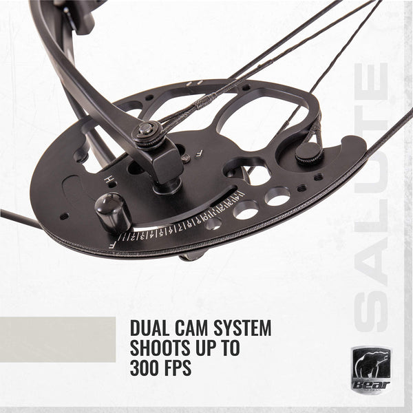 Bear Archery Salute Ready to Hunt Compound Bow Includes Trophy Ridge Sight, Whisker Biscuit, Peep Sight, and S-Loop