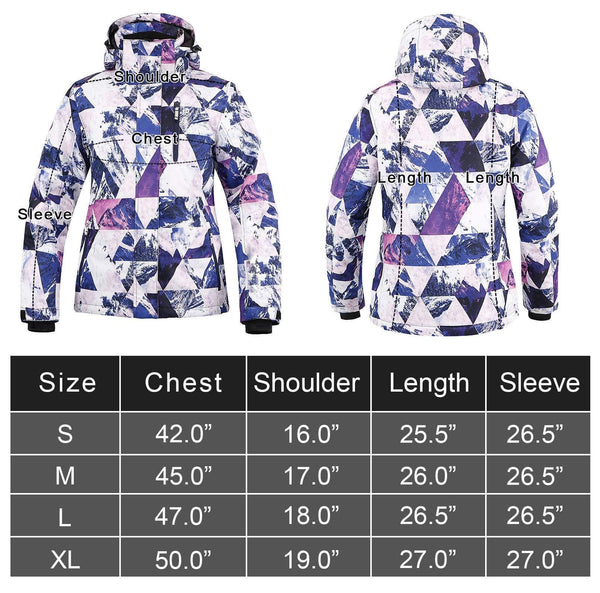 Andorra Ski Jacket Womens Waterproof Mountain Jacket Windproof Snow Jacket,Retro Violet Grunge,S