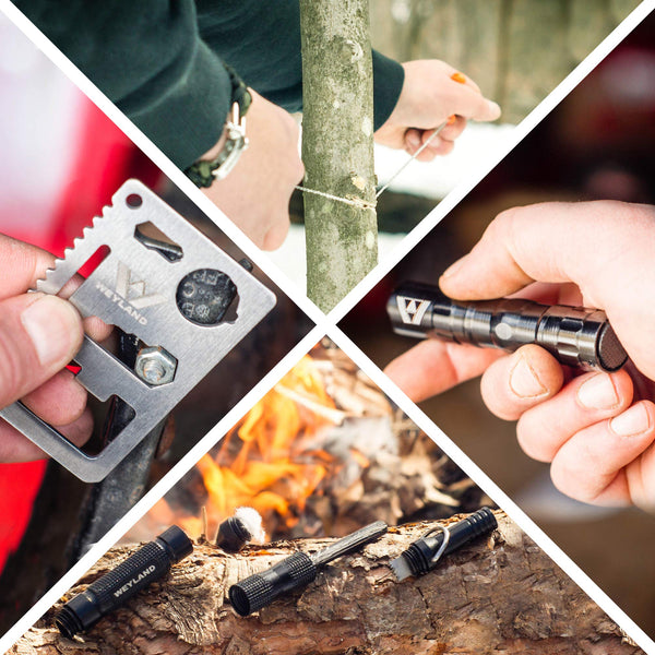 WEYLAND Emergency Survival Kit - Outdoor Survival Gear, Full Size Tactical Bushcraft Knife and Essential Camping and Hiking Tools for Any Outdoorsman