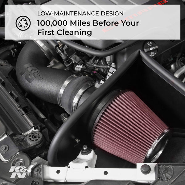 K&N Cold Air Intake Kit with Washable Air Filter:  2014-2018 Dodge Ram 1500, 3.0L V6 Diesel, Black HDPE Tube with Red Oiled Filter, 63-1571