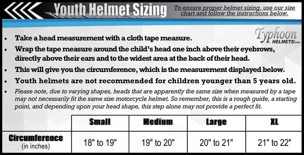 Typhoon Youth Full Face Motorcycle Helmet Kids DOT Street - Ships Same Day - Blue (Small)