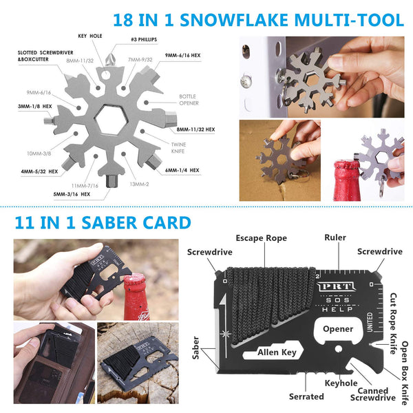 Naubr Camping Gear 15 in 1 Survival Gear kit,Tactical Survival Tool for Cars, Camping, Hiking, Hunting, Adventure Accessories