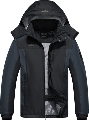 Vcansion Men's Waterproof Mountain Jacket Fleece Outerwear Windproof Ski Jacket Snow Jacket Raincoat Black L