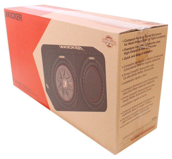 Package: Kicker 43TCWRT104 800W 10" Shallow Subwoofer Factory-Loaded In A Slim Kicker Enclosure With a Passive Radiator + Rockville RXA-T1 Car Amplifier 1500W Peak 2 Channel Bridgeable + Wire Kit