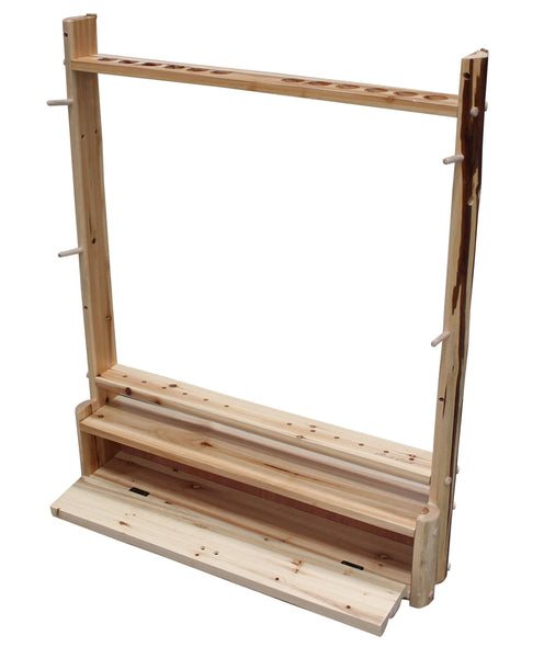 Rush Creek Creations Rustic 2 Compound Bow - 12 Arrow Wall Storage Rack with Accessory Compartment - Handcrafted - Durable Material