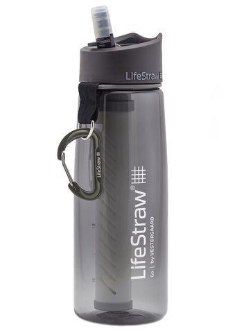 LifeStraw Go Water Filter Bottle with 2-Stage Integrated Filter Straw for Hiking, Backpacking, and Travel, Grey