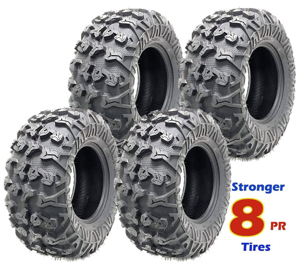 Set of 4 premium Free Country ATV UTV tires 25x10-12 25x10x12 8PR w/Side Scuff Guard