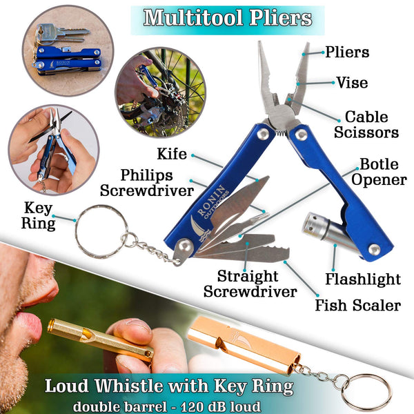 Survival Kit Tactical Camping Gear 14 in 1 Backpack Hiking Outdoor Gifts for Men and Women - Car Emergency EDC Tools - SOS Earthquake Kit Disaster Preparedness