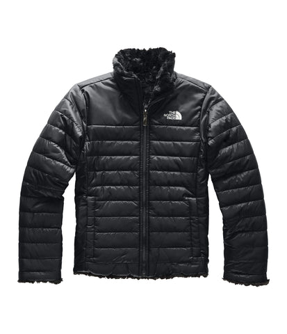 The North Face Girls' Reversible Mossbud Swirl Jacket, TNF Black, X-Large