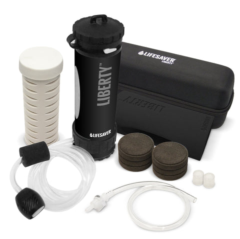 LIFESAVER Water Filtration Filter Bottle Purifier kit for Camping Emergency prep Backpacking Hiking Outdoor System Travel Virus Bacteria & Cyst Removal ICON Systems Advanced Pack Black (Black)