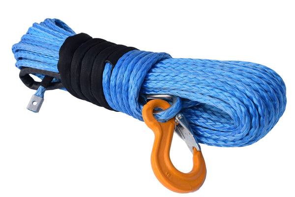 Blue 3/8"100feet Synthetic Winch Rope,Winch Cable,Winch Line for ATV Jeep Truck SUV Electric Winch