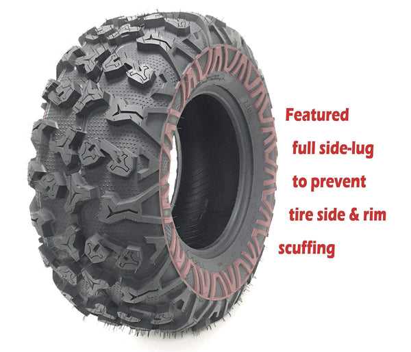 Set of 4 premium Free Country ATV UTV tires 25x10-12 25x10x12 8PR w/Side Scuff Guard