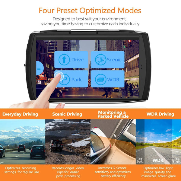 Z-Edge Dash Cam Front and Rear 4.0" Touch Screen Dual Dash Cam FHD 1080P with Night Mode, 32GB Card Included,155 Degree Wide Angle, WDR, G-Sensor, Loop Recording, Support 128GB Max