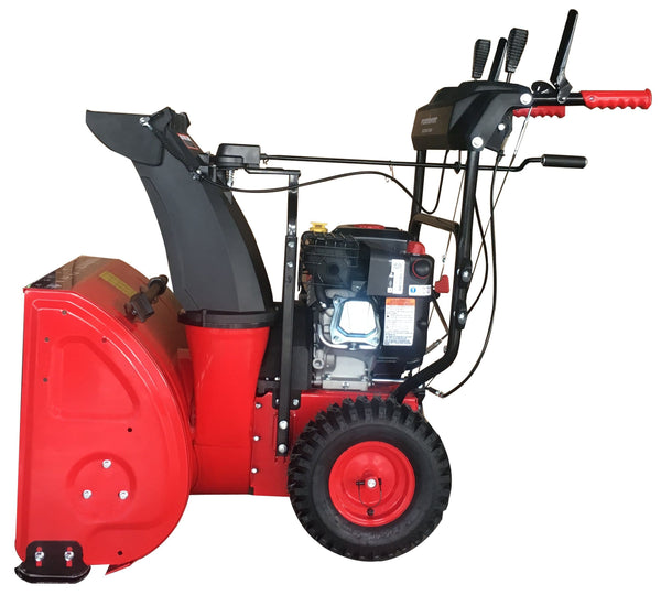 PowerSmart DB7651BS-24 2-Stage Briggs & Stratton Gas Snow Blower, 24", Red, Black