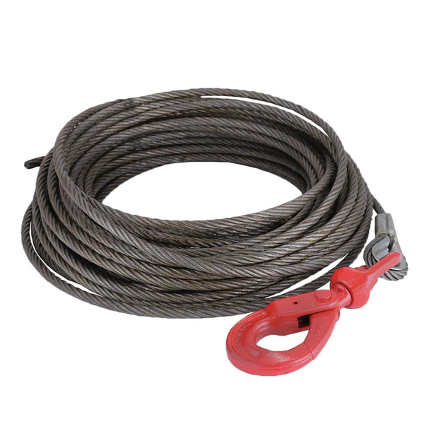 Mophorn Winch Cable 3/8Inch x 100Ft Replacement Wire Rope 4400LBS Fiber Core Self Locking Swivel Hook