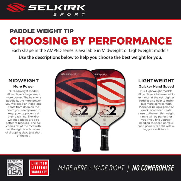 Selkirk Amped Pickleball Paddle - USAPA Approved - X5 Polypropylene Core - FiberFlex Fiberglass Face - 5 Sizes: Epic, S2, Omni, Maxima, and INVIKTA (S2 Midweight - Sapphire Blue) [product _type] Selkirk Sport - Ultra Pickleball - The Pickleball Paddle MegaStore