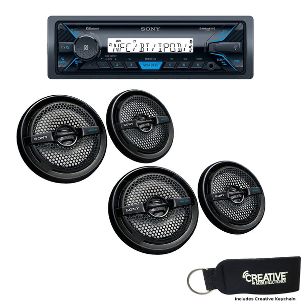 Sony DSX-M55BT Bluetooth Marine Receiver with Two Pairs of XS-MP1611B Black 6.5" Speakers