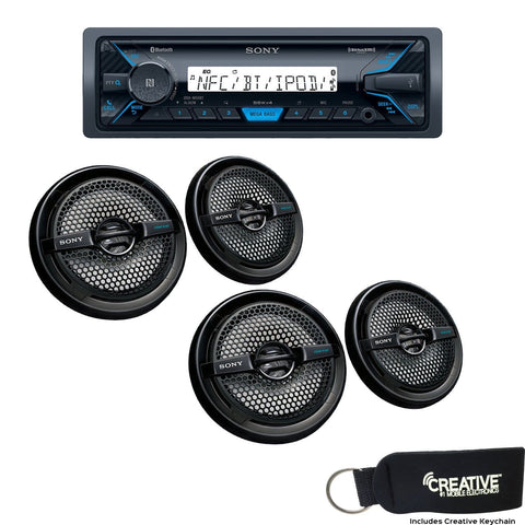 Sony DSX-M55BT Bluetooth Marine Receiver with Two Pairs of XS-MP1611B Black 6.5" Speakers
