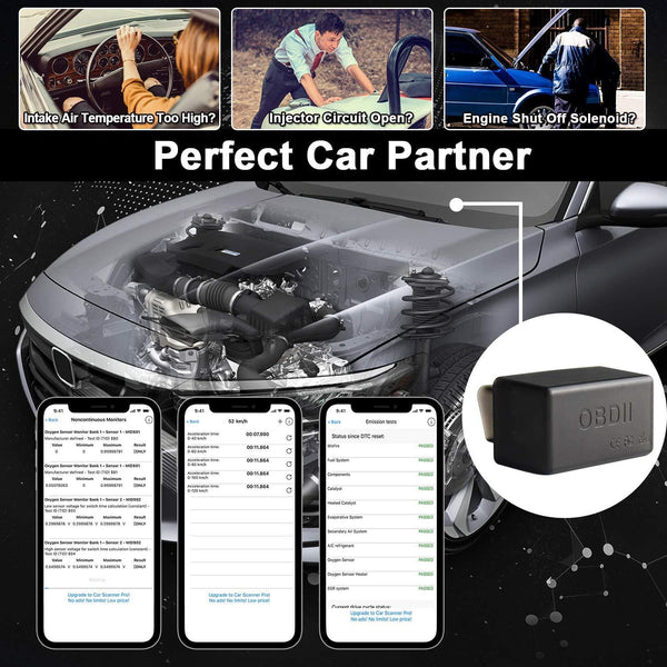 Repalbel WiFi OBD2 Scanner for iOS and Android, Wireless Mini OBD II Car Diagnostic Scan Tool, Read & Clear Fault Engine Light, Support Torque Pro, Car Scanner, OBD Car Doctor, DashCommand, Black