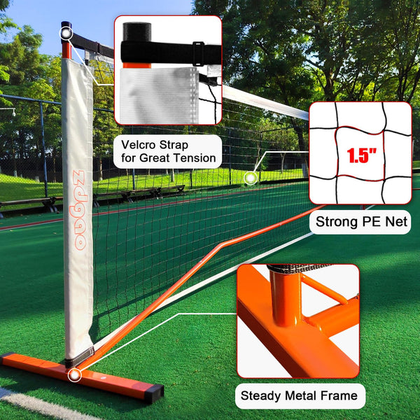 Pickleball Net for Driveway with 4 Pickle Balls, 22FT Pickleball Net Regulation Size with Carrying Bag and Weather Resistance Strong Steel Frame