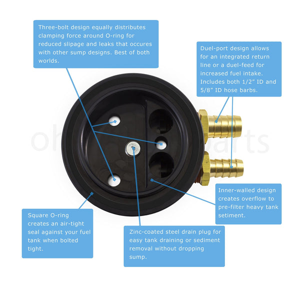 Ohio Diesel Parts Fuel Tank Gas/Diesel Dual-Port Sump w/ Integrated Return
