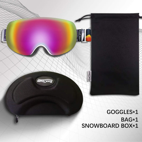 ECOCITUSS OTG Ski Goggles Snowboard Goggles Anti Fog Snow Goggles for Men Women Youth,100% UV Protection，Windproof Helmet Compatible Dual Lens Goggles for Skiing & Skating & Outdoor Sport