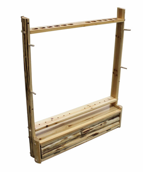 Rush Creek Creations Rustic 2 Compound Bow - 12 Arrow Wall Storage Rack with Accessory Compartment - Handcrafted - Durable Material