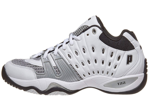 Prince Men's T22 Mid Tennis Shoe,White/Black/Silver,11 M US [product _type] Prince - Ultra Pickleball - The Pickleball Paddle MegaStore