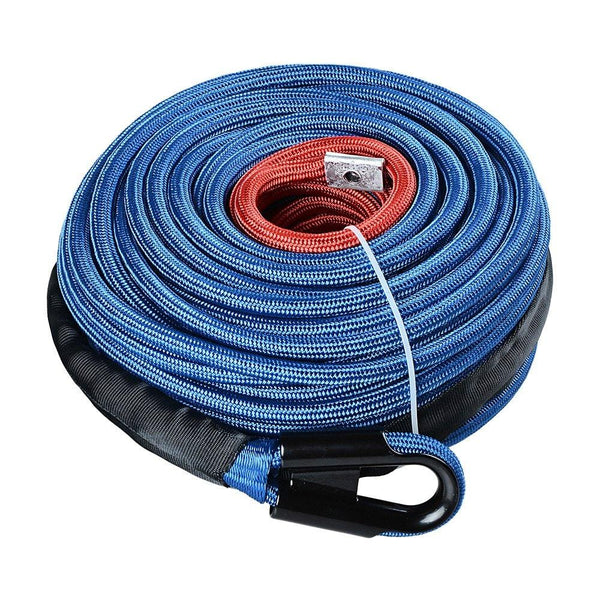 Astra Depot Blue 95ft x 3/8 Inch 22000LBS Synthetic Winch Line Cable Rope with Heat Guard Protective Sleeve All Rock Guard for Jeep ATV UTV 4X4 Off-Road Truck