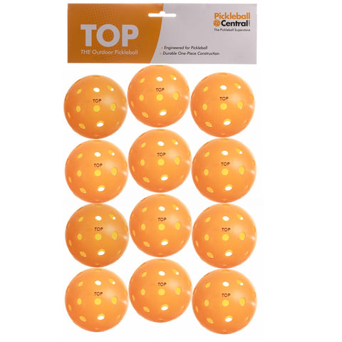 TOP ball (The Outdoor Pickleball) - DOZEN (12 Balls) - Orange - USAPA Approved for Tournament Play